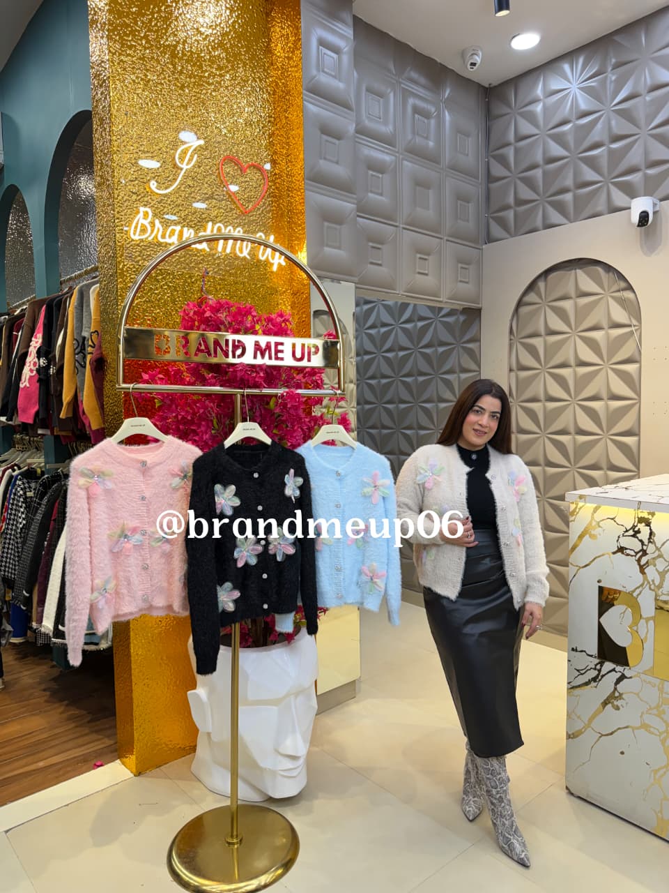 WOOLEN FUR CARDIGAN (IMP-752) RAINBOW FLOWER