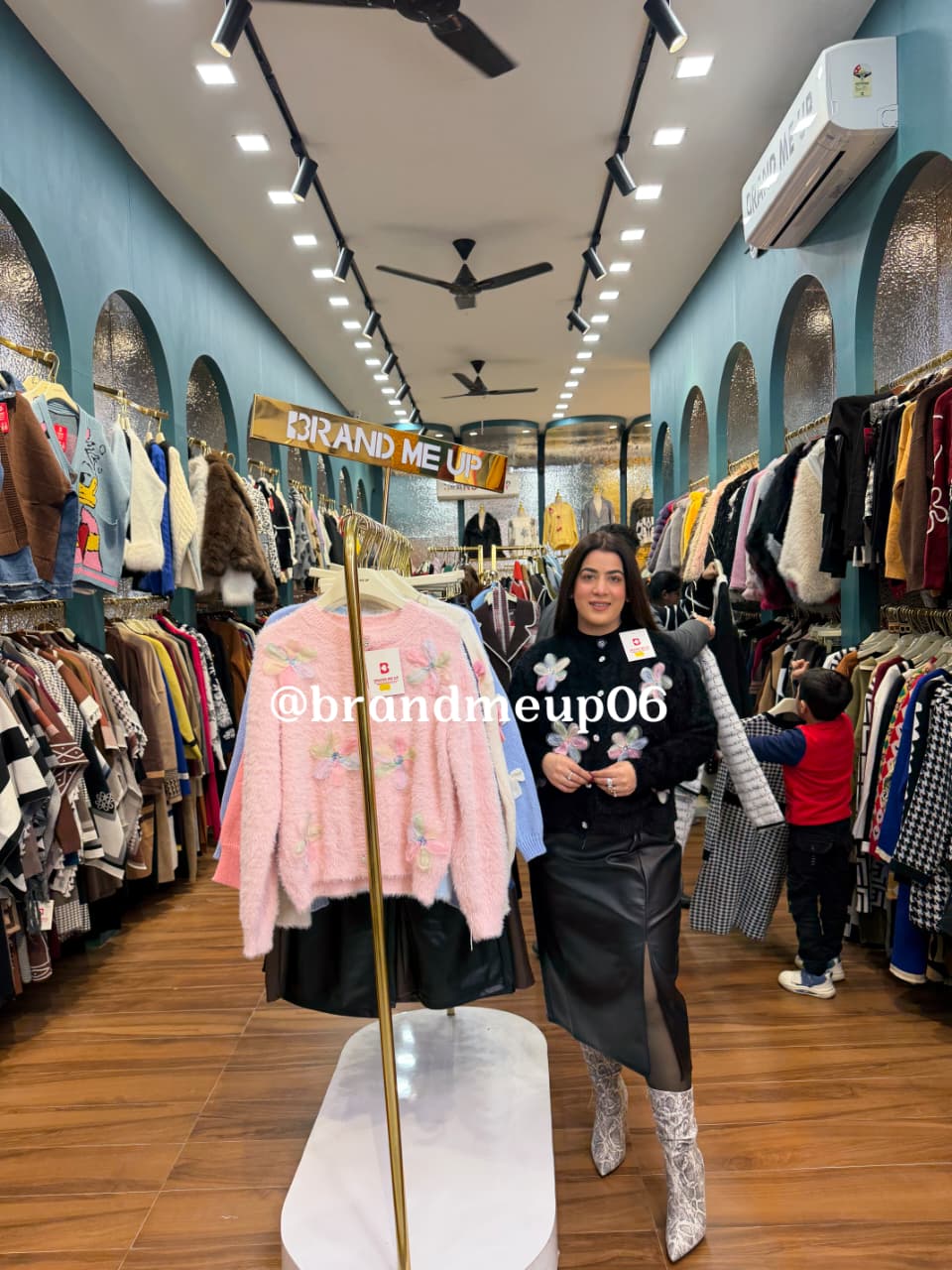 WOOLEN FUR CARDIGAN (IMP-752) RAINBOW FLOWER