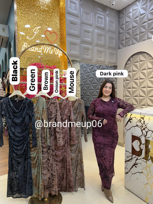 BUTTERFLY POWERNET DRESS WITH LINING (DRESS-342)