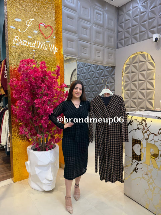 POWERNET DRESS WITH LINING (DRESS-348) CHECK