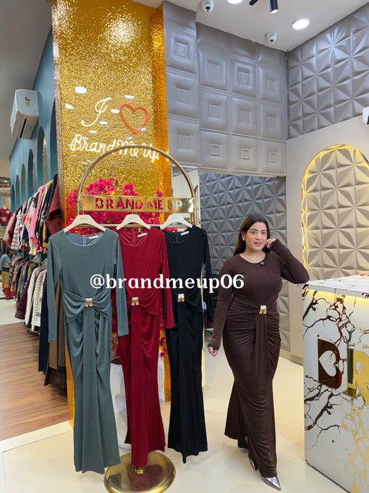 PARTYWEAR SLIMFIT DRESS WITH BROOCH (PRM-806)