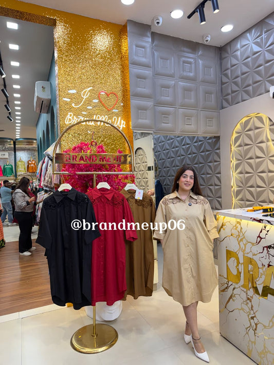 LASER CUTE COTTON DRESS WITH POCKET (PRM-840)