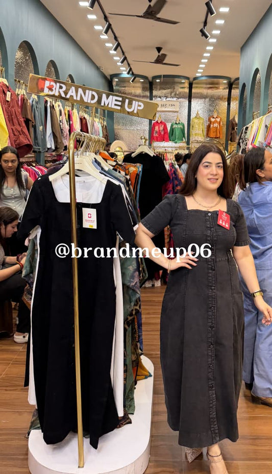 DENIM DRESS WITH FRONT BUTTON (PRM-836)