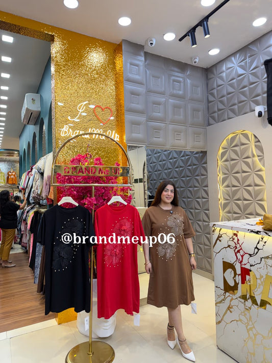 COTTON LYCRA 3RD FLOWER DRESS (PRM-843)