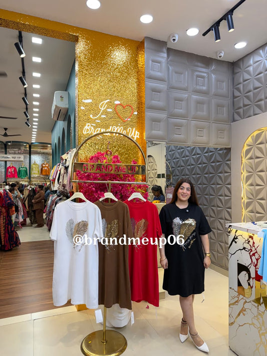 COTTON LYRA SEQUENCE FEATHER DRESS (PRM-845)