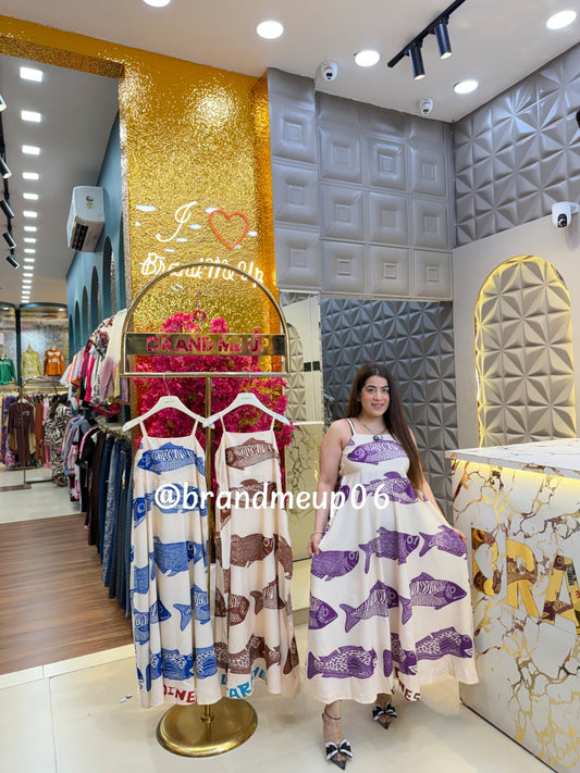 PRINTED FRILL DRESS (DRESS-350) FISHY