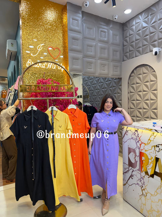 ‘V’ IMPORTED DRESS WITH BELY (CODE- 9652) (PRM-988)