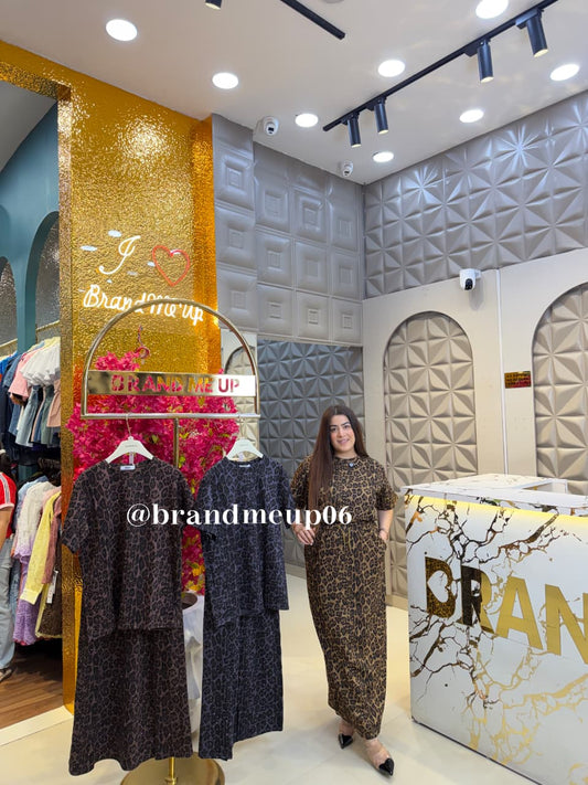 ‘ROAR’ 2PCS CHEETAH SKIRT SET WITH STONE (SKU-130) (CODE-9519)
