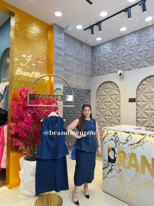 ‘WOW’ 2PCS DENIM SKIRT SET (SKU-175) (CODE-2729)