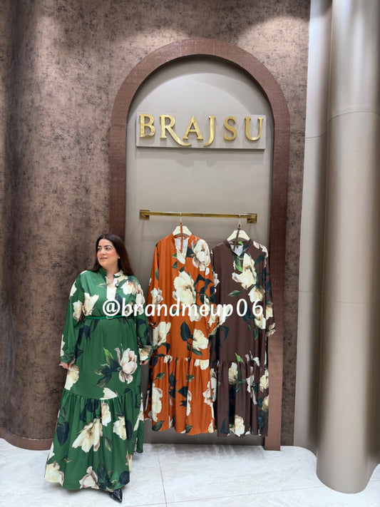‘SOUL’ PRINTED MAXI DRESS WITH BELT (SKU-265) (CODE-663)