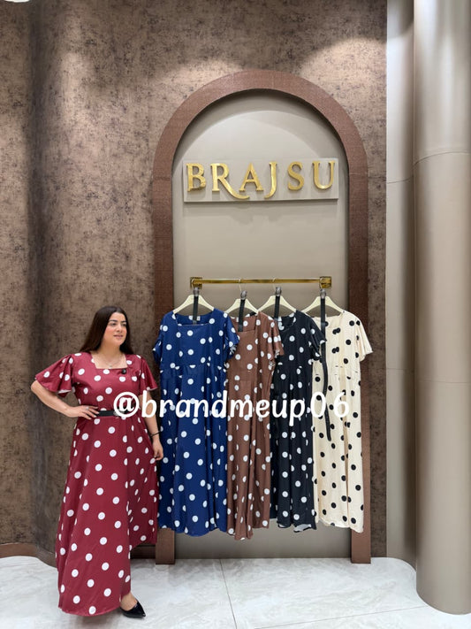 ‘POLI’ POLKA DRESS WITH BELT (SKU-278)