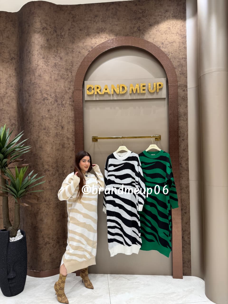 WOOLEN LONG DRESS ZEBRA PRINT (IMP-533)