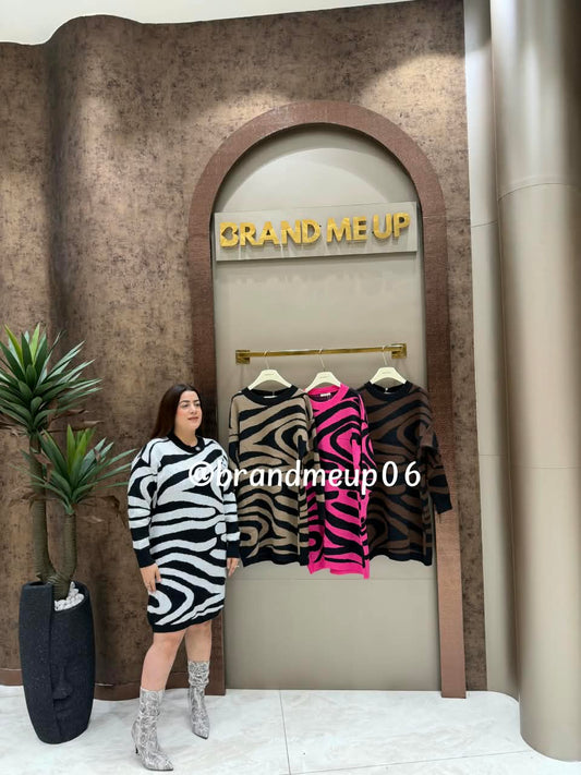 WOOLEN LONG DRESS ZEBRA (IMP-529)