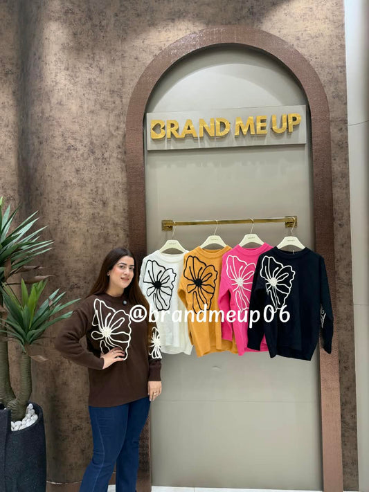 WOOLEN SIDE FLOWER SWEATER (IMP-699)