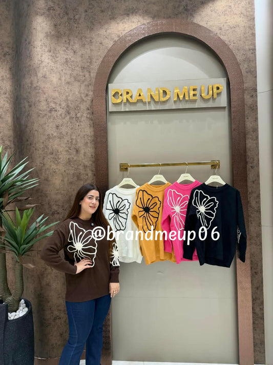 WOOLEN SIDE FLOWER SWEATER (IMP-699)