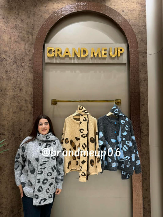 CHEETAH SWEATER WITH STOLE (IMP-665)