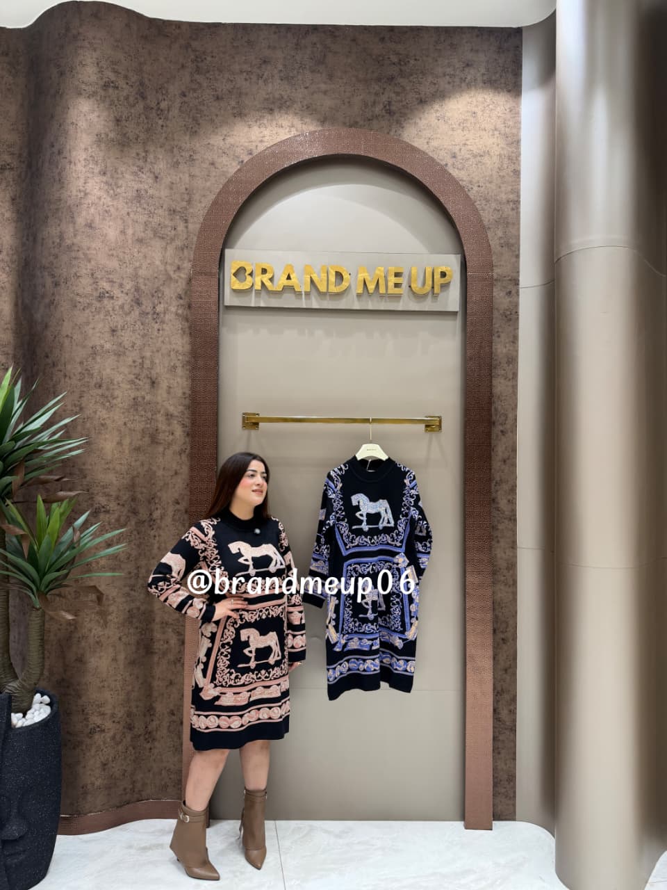 WOOLEN LONG PRINTED DRESS (IMP-740) HORSE