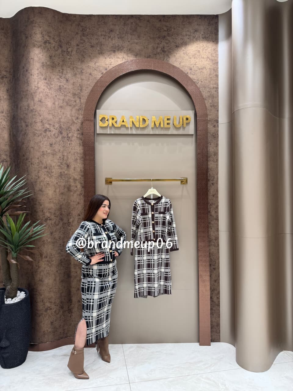 WOOLEN CARDIGAN WITH SKIRT CHECK (IMP-599)
