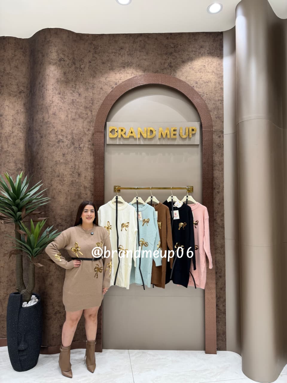 WOOLEN DRESS WITH BELT (IMP-717) SEQUENCE BOW
