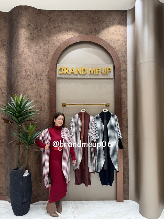 WOOLEN DRESS WITH PRINTED SHRUG AND BELT (IMP-576)