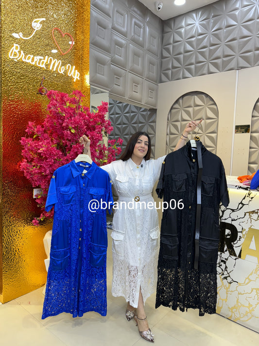 Lace Dress With Golden Button (PRM-455)