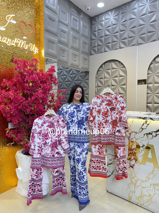 Printed Top & Bell Bottom Pants (set190)