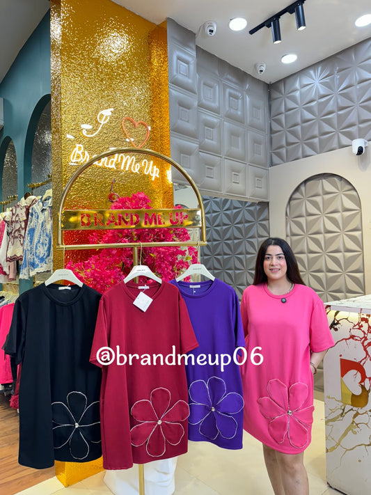 Imported partywear Dress With Pocket (PRM-598) 3D FLOWER