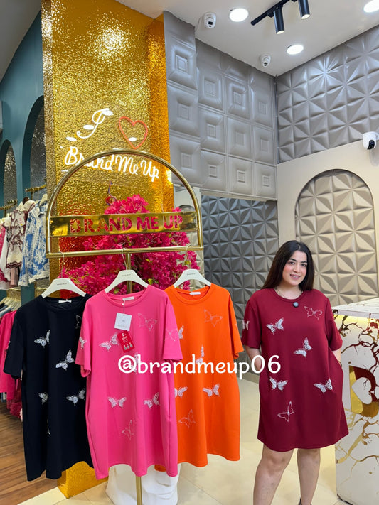 Super Soft Stretchable Dress With Pocket Butterfly (PRM-570)