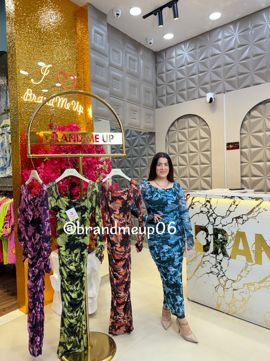 Printed Powernet Dress (DRESS-327)