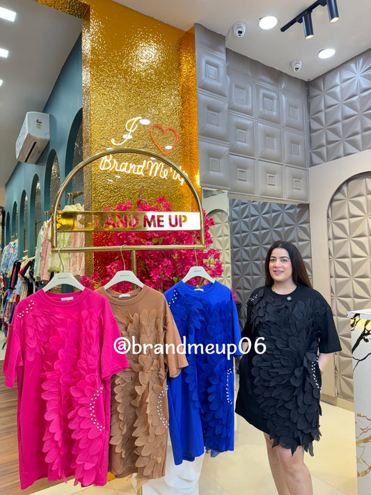 Super Stretchable Dress With Pocket 3D Flower (PRM-567)