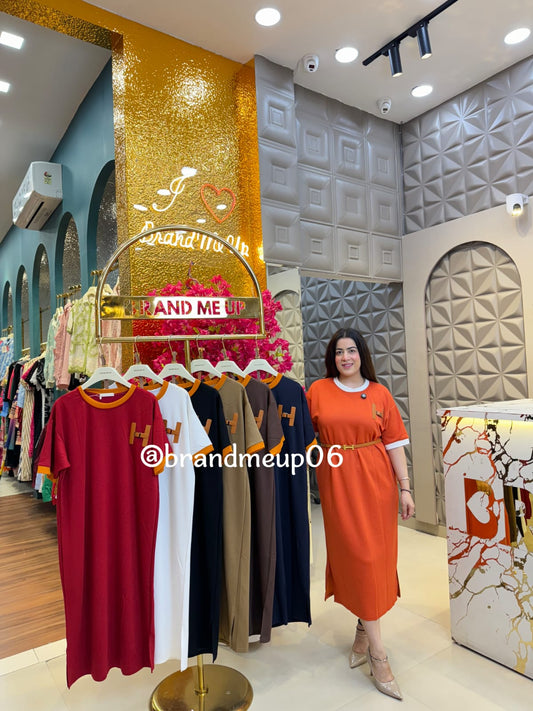 Imported Stretchable Dress With Belt (PRM-491)