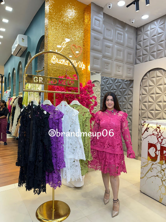 Lace Dress With Inner & Belt (PRM-395)