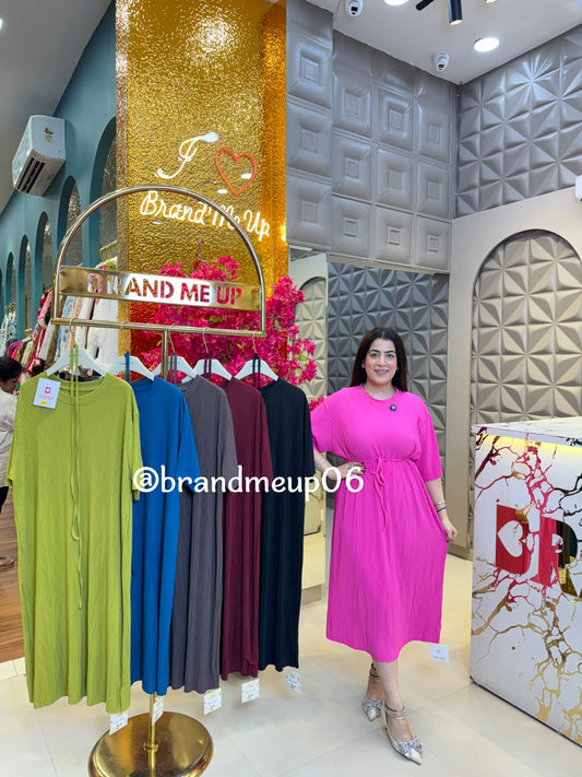 IMPORTED PLAIN DRESS WITH BELT (PRM-704)