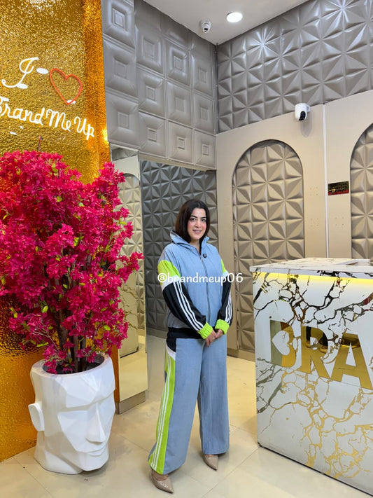 DENIM DESIGNER CORD SET WITH HOODIE (PRM-723)