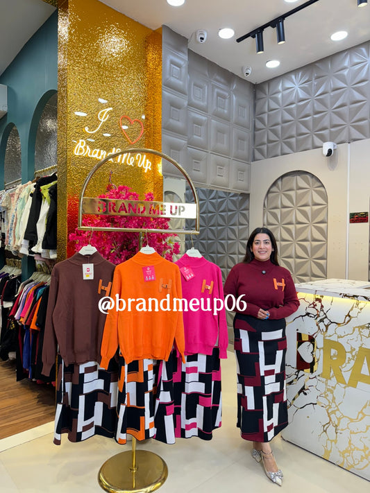 Woolen Top & Skirt Set (IMP-489)