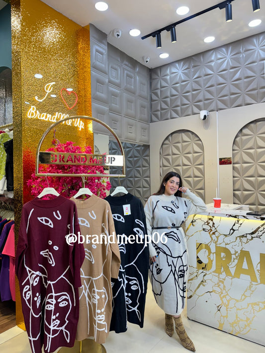 WOOLEN LONG DRESS FACE DESIGN (IMP-474)