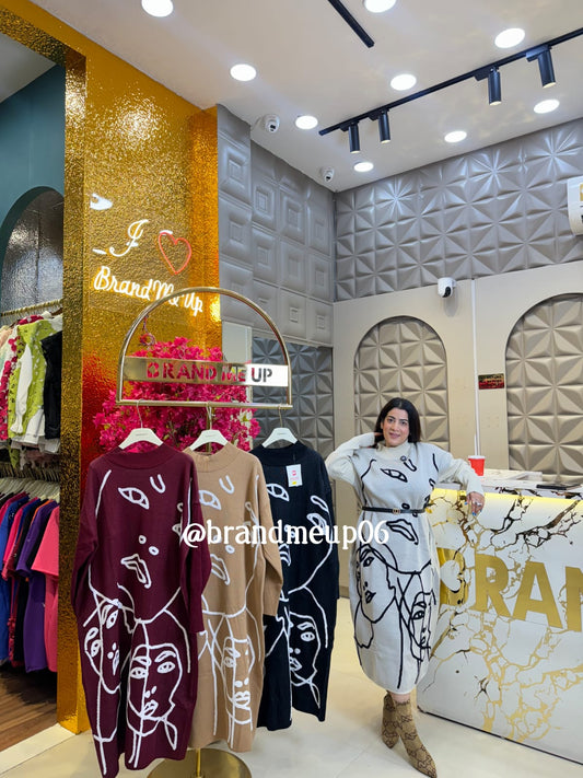 WOOLEN LONG DRESS FACE DESIGN (IMP-474)