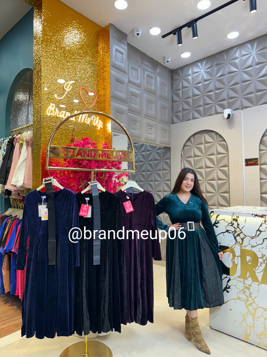 Velvet Dress With Belt (VELVET-1)