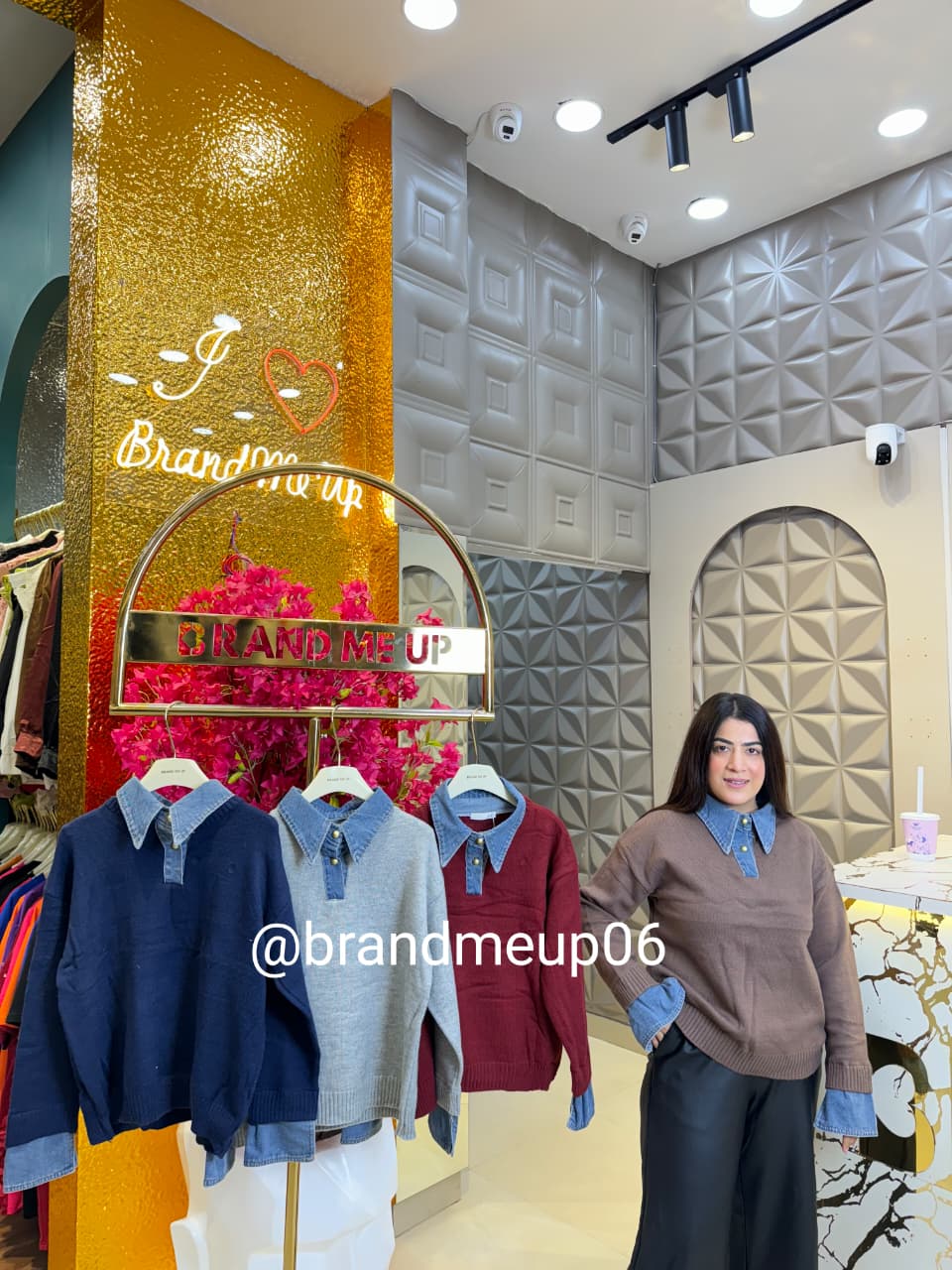 DESIGN WOOLEN SWEATER WITH DENIM (IMP-551) COLLAR