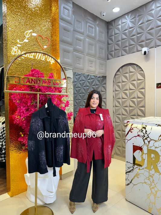 Woolen Designer Coat with Belt (IMP-389)