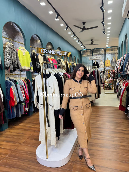 WOOLEN VABY DRESS WITH BELT (IMP-582)