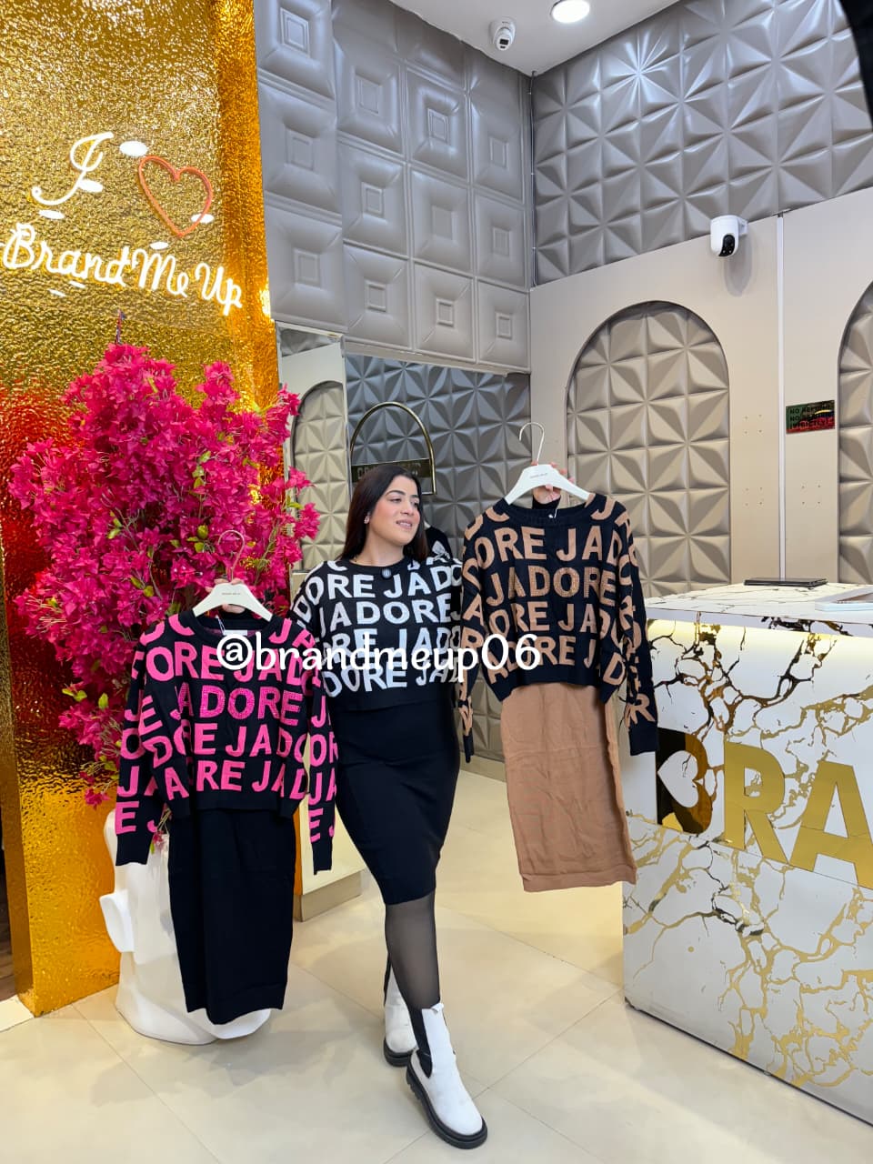 WOOLEN DRESS WITH LETTER RHINESTONES TOP (IMP-472)