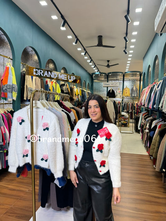 Woolen Cardigan With 3D flower (IMP-286)