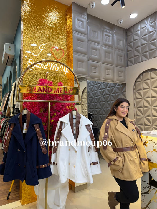 WOOLEN COAT WITH LEATHER DETAILING (IMP-676)