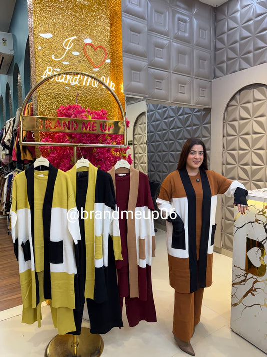 WOOLEN DOUBLE SHADE CORD SET WITH SHRUG (IMP-725)