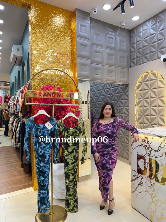 Printed Powernet Dress (DRESS-327)