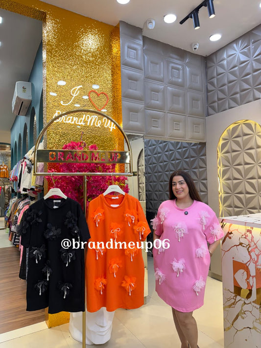 Imported Partywear Dress With Pocket (PRM-611) PEARL BOW