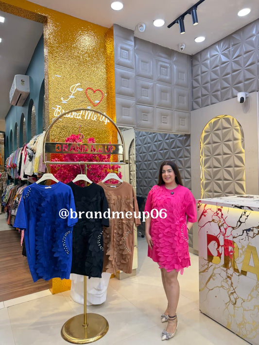 Super Stretchable Dress With Pocket 3D Flower (PRM-567)