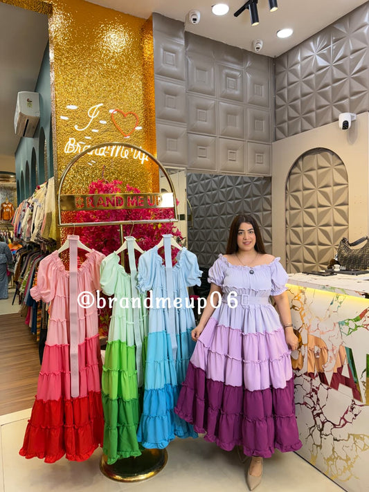Ombre Maxi Dress With Belt (PRM-277)