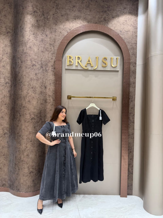 DENIM DRESS WITH FRONT BUTTON (PRM-836)